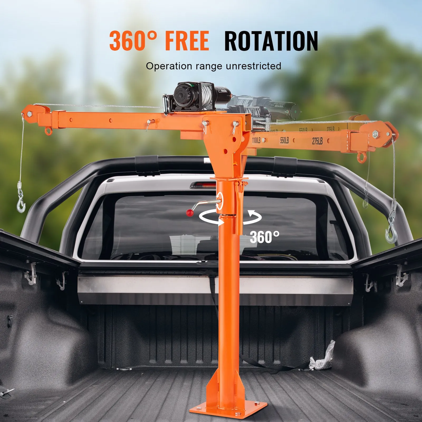 OPen Box VEVOR Electric Pickup Truck Crane, 1100 lbs Capacity, 360° Swivel, Truck Jib Crane Hoist,-$200