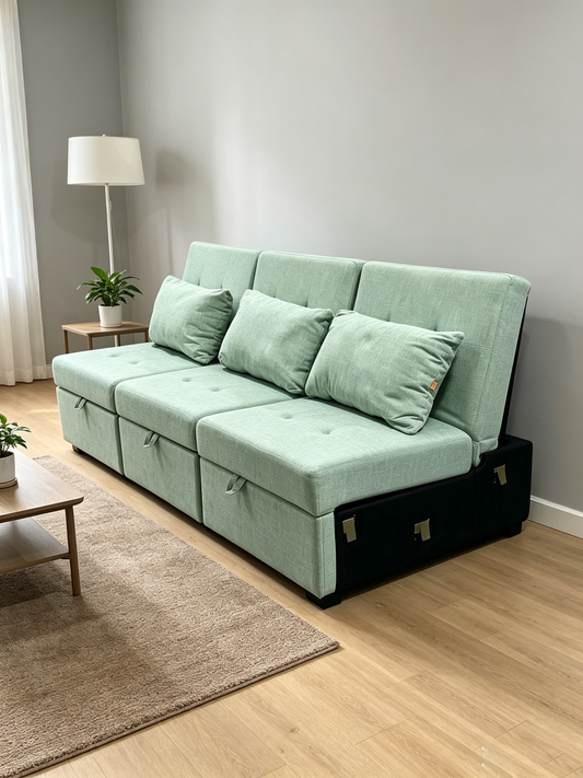 Brand New Assemble POVISON Chair Bed Sleeper, 3-in-1 Convertible Sofa Chair W/ Adj(Light Green),-$750/Set