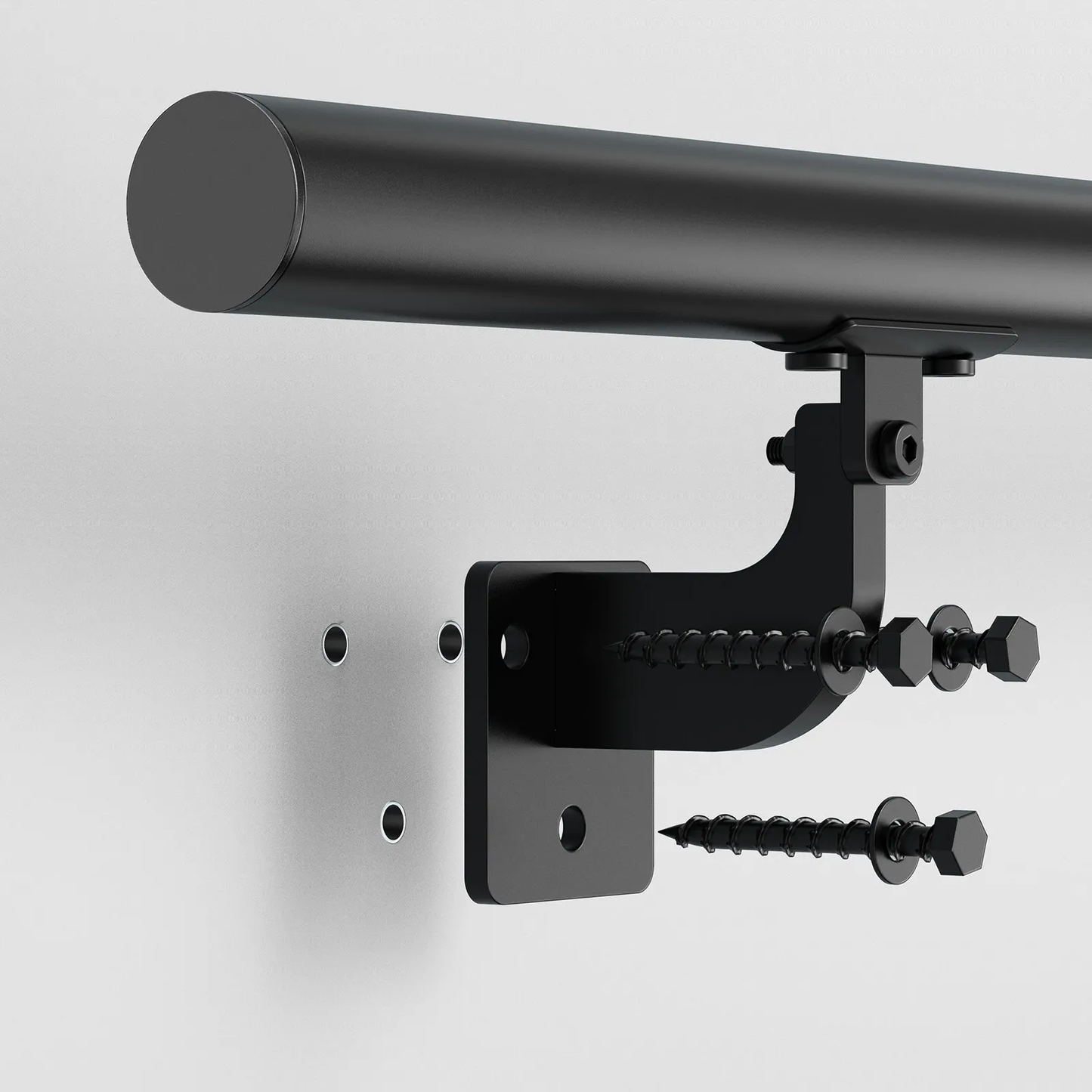 VEVOR Wall Mounted Stair Handrail, 10ft Pipe Staircase Handrail, Black Galvanized Aluminum,-$35