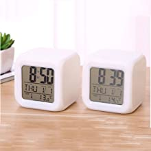 BNIB-‎vinmax Digital Alarm Thermometer Night Glowing Cube 7 Colors Clock LED Change LCD for Bedroom Child,-$8