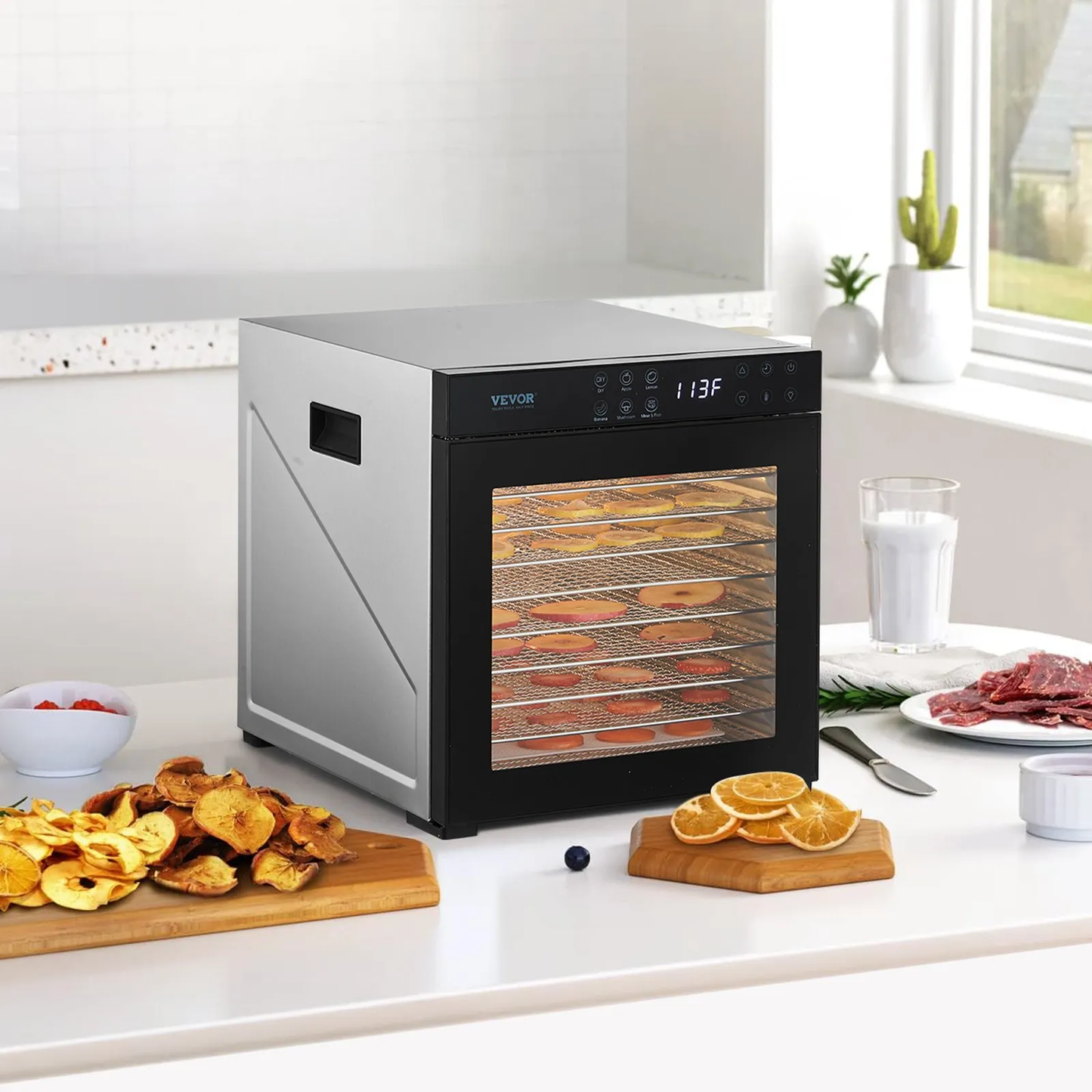 VEVOR Food Dehydrator Machine, 10 Stainless Steel Trays, 1000W Electric Food Dryer with Adj Temperature,-$150