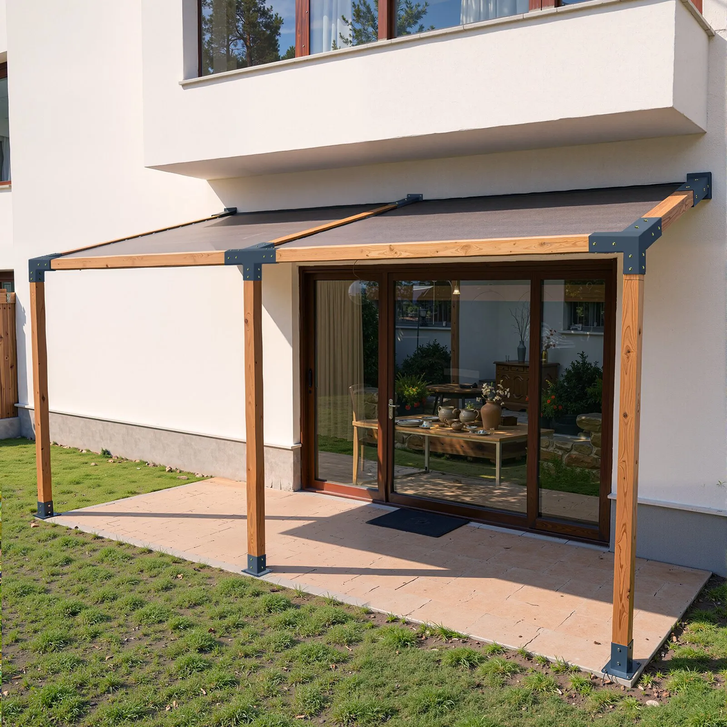 VEVOR Pergola Kit, 4x4 Inch 4-Way Slanted Bracket for 3.5x3.5 Inch Wood Beams in Actual Size,-$35