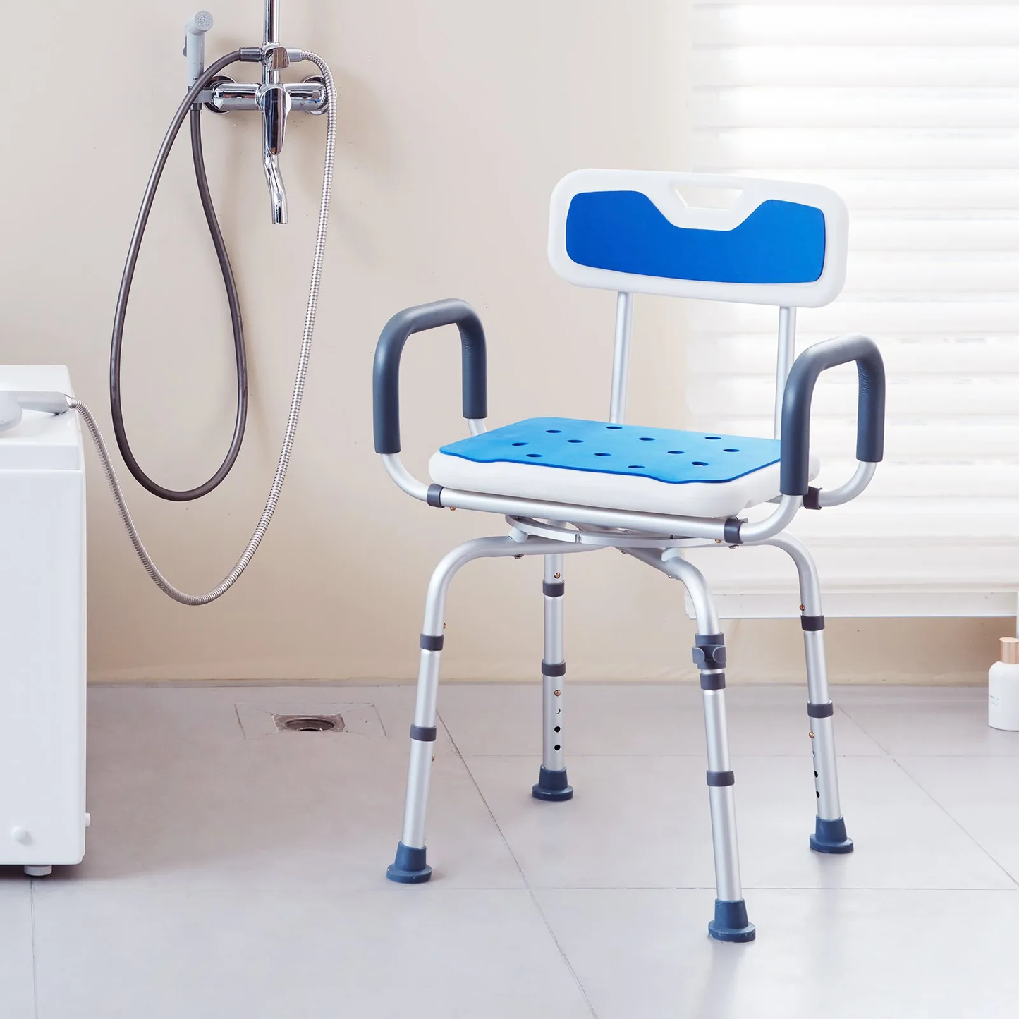 VEVOR Swivel Shower Chair 360 Degree, Adjustable Shower Seat with Armrests and Backrest,-$75