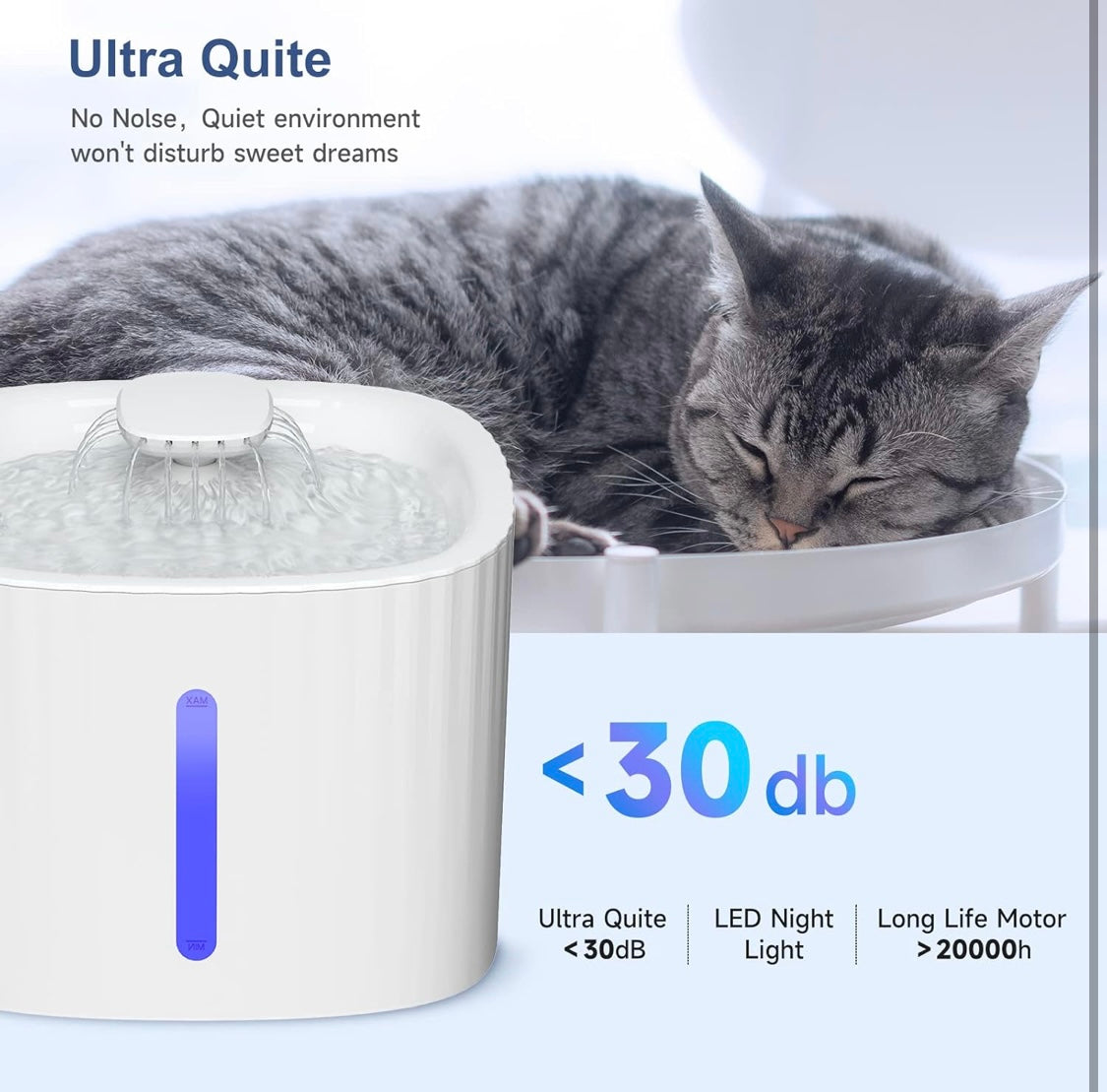 Brand New Pet Water Fountain, Automatic Water Dispenser Ultra Quiet Pump/White