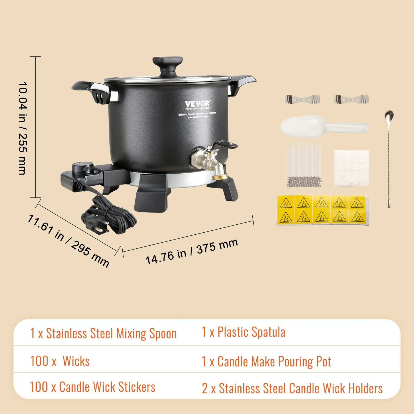 VEVOR 5 L Wax Melter for Candle Making, Large Electric Wax Melting Pot Easy Pour Spout,-$40