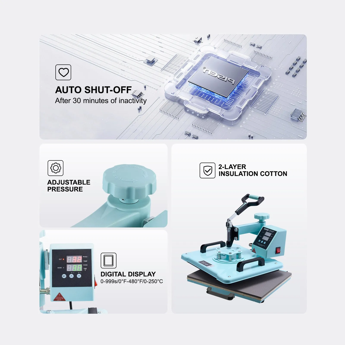 Open Box VEVOR Heat Press Machine, 12 x 15 inch, 2 in 1 Heat Transfer Machine with Hat Press,-$120
