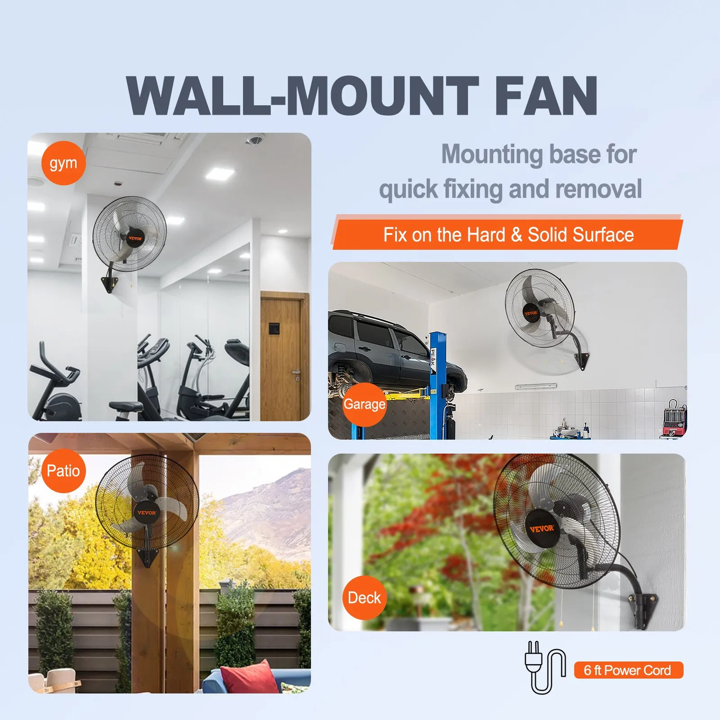 VEVOR Wall Mount Fan, 20 Inch, 3-speed High Velocity Max. 4650 CFM Oscillating Industrial Wall Fan,-$80