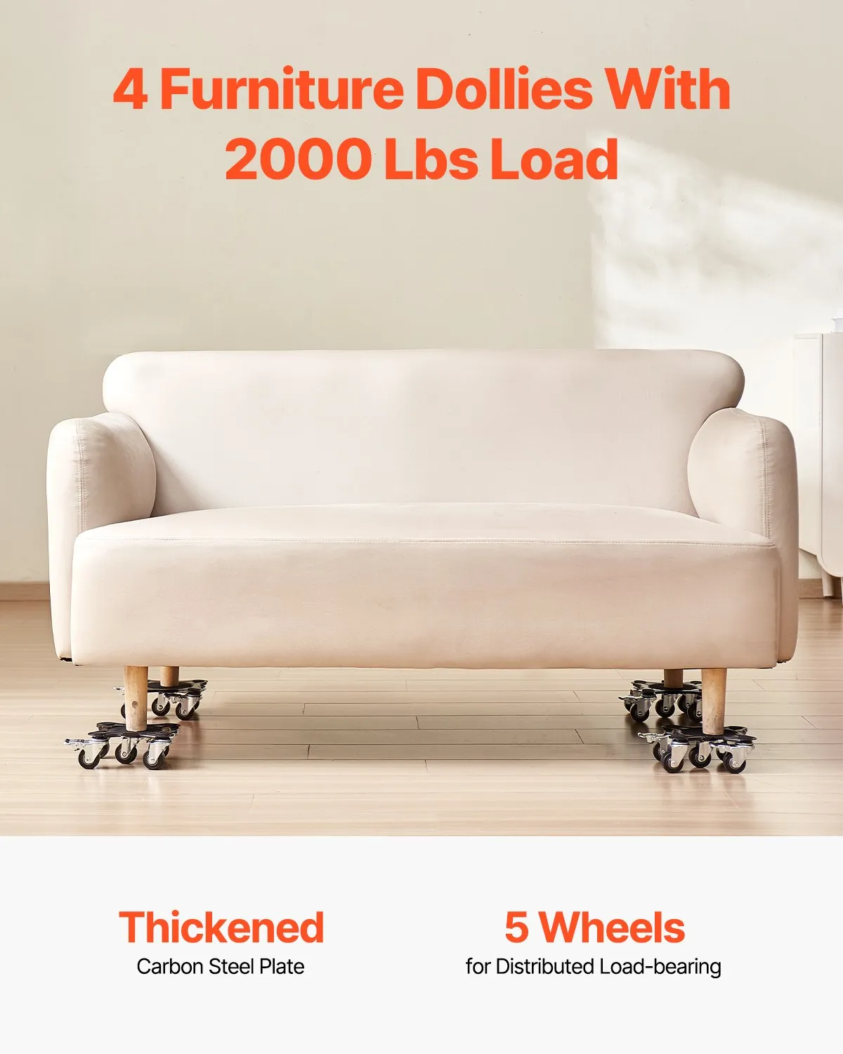 VEVOR Furniture Dolly, Maximum Load 1200 lbs, Heavy Duty Furniture Movers with 5 360°,-$40