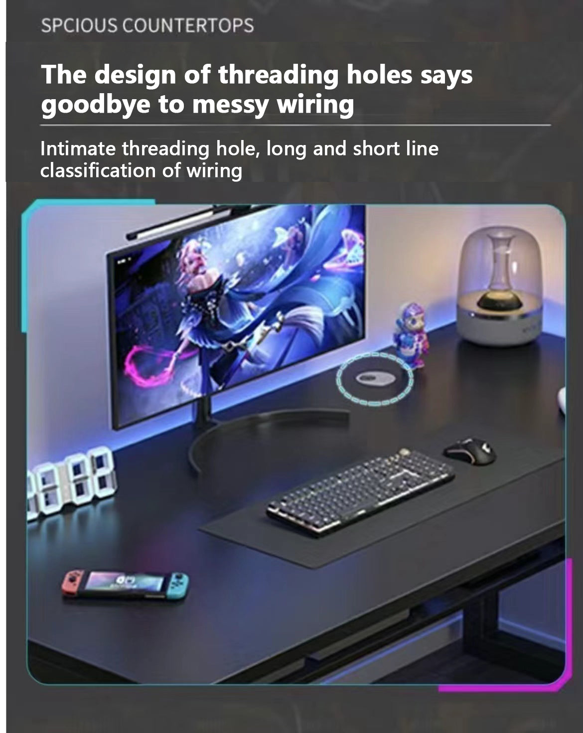 Brand New Gaming Desk C Shaped ,Home Office PC Computer Table,study desk (table only)