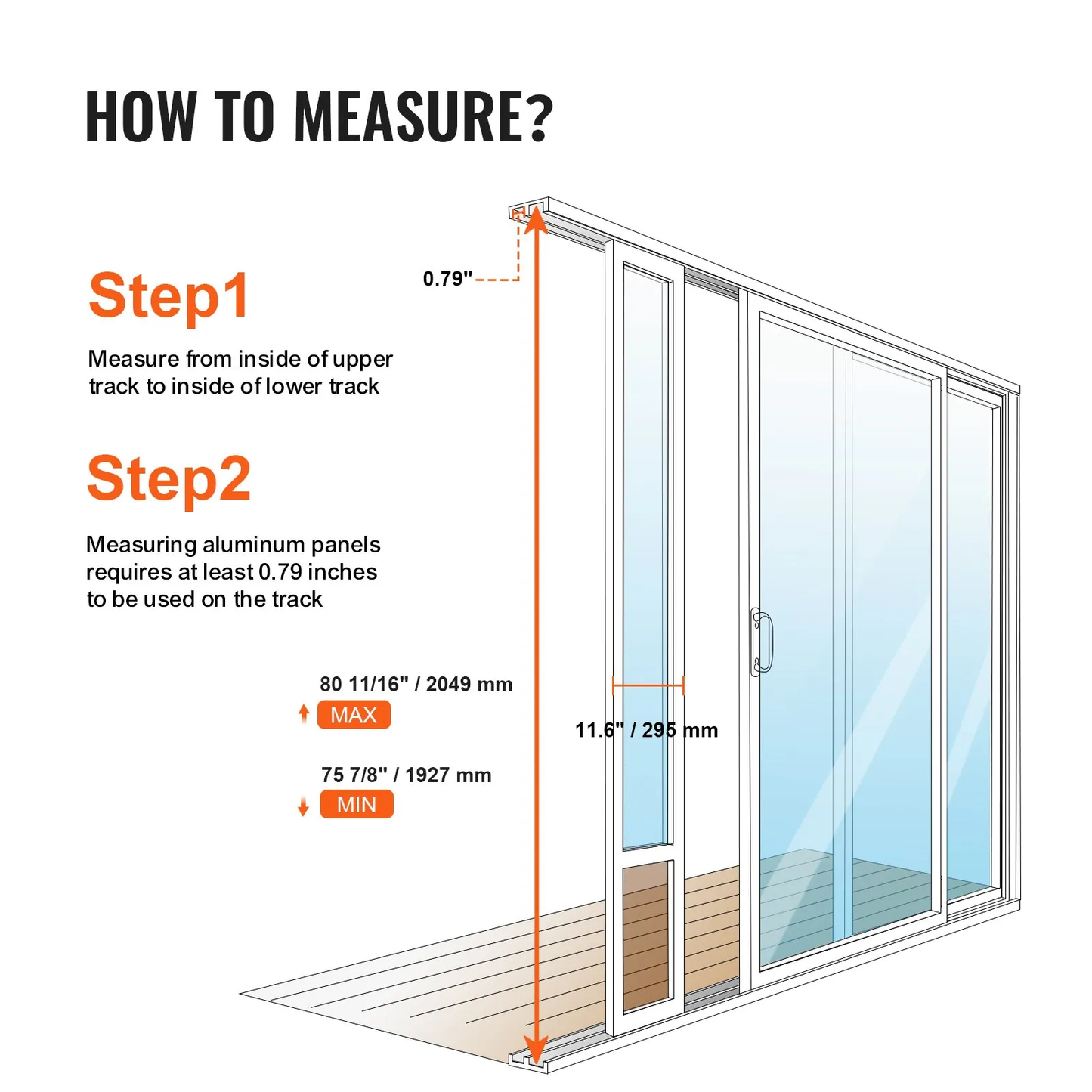 VEVOR Dog Door for Sliding Glass Door, 75 7/8"-80 11/16" Adjustable Height Doggy Door for Sliding Doors,-$90