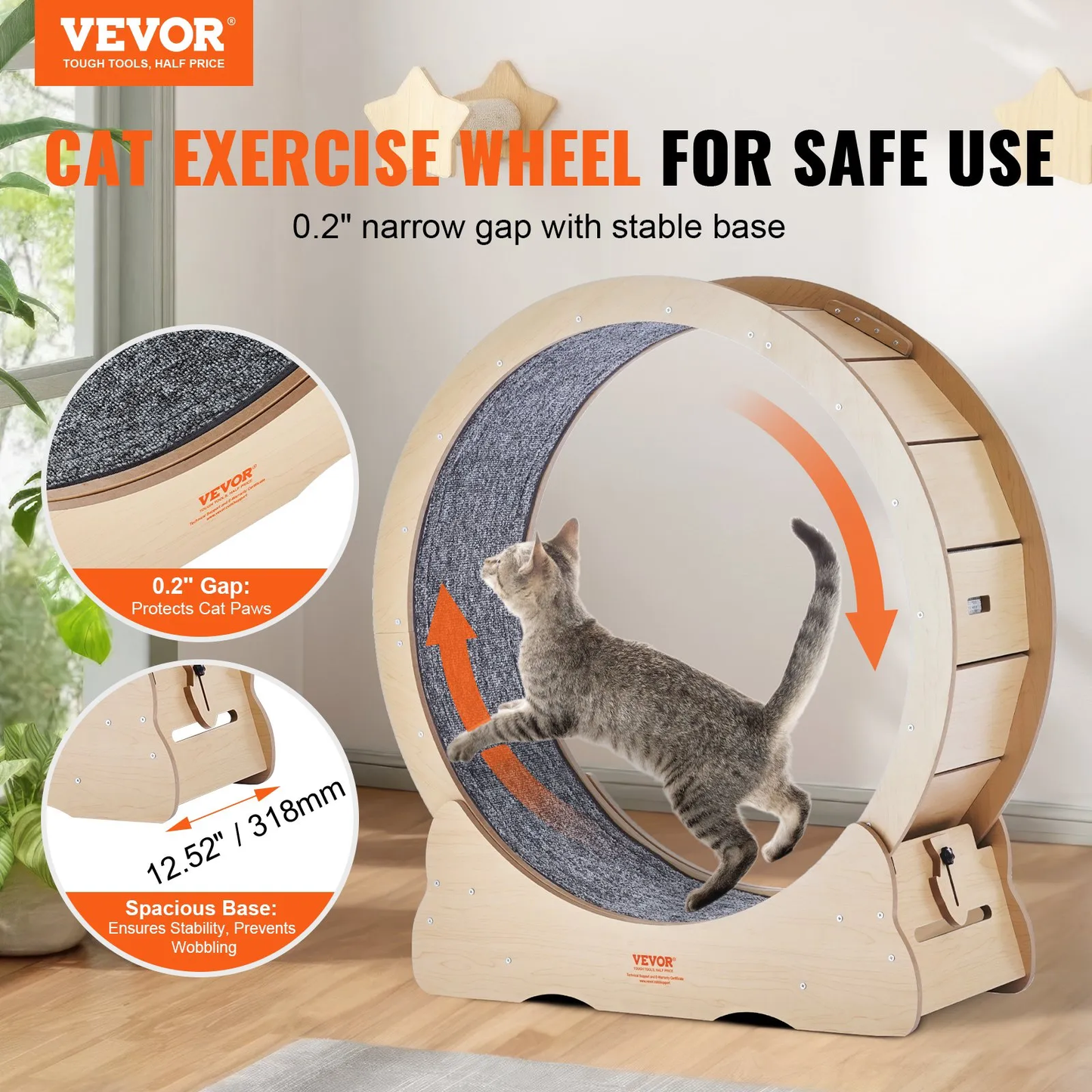 VEVOR Cat Exercise Wheel, Large Cat Treadmill Wheel for Indoor Cats, 35.8 inch Cat Running Wheel,-$70