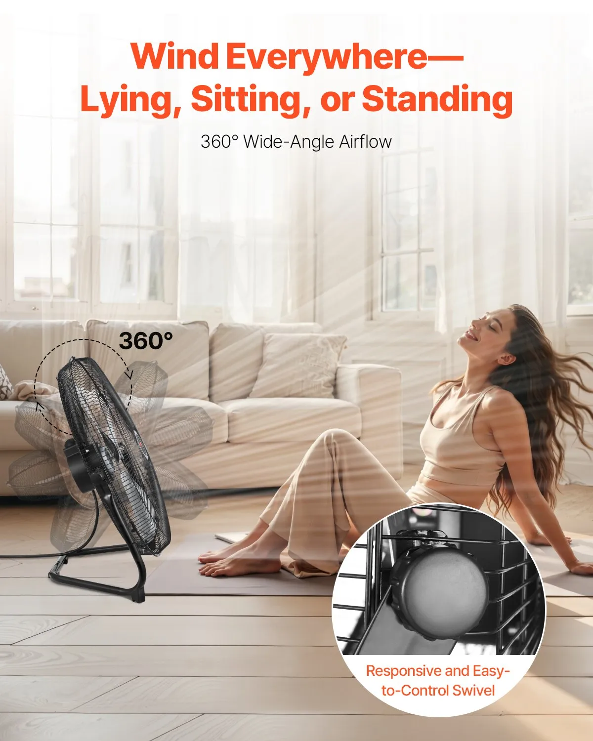 VEVOR 2 PCS Floor Fans, 3 Speeds High Velocity Heavy Duty 20 Inch Industrial Fan, 4800 CFM 360° Adj,-$90