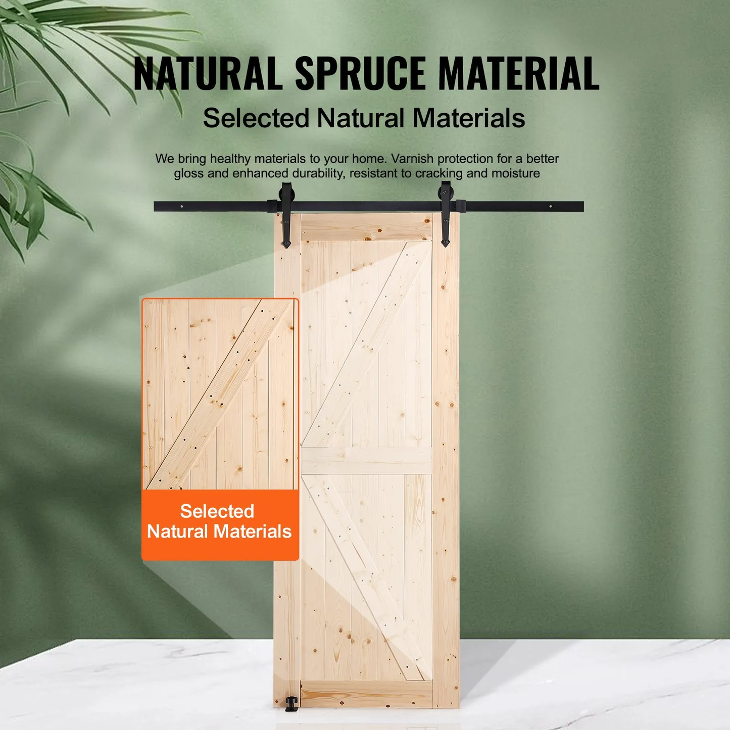 VEVOR Barn Door and Hardware Kit, 30" x 84" Wood Sliding Barn Door, Smoothly and Quietly,