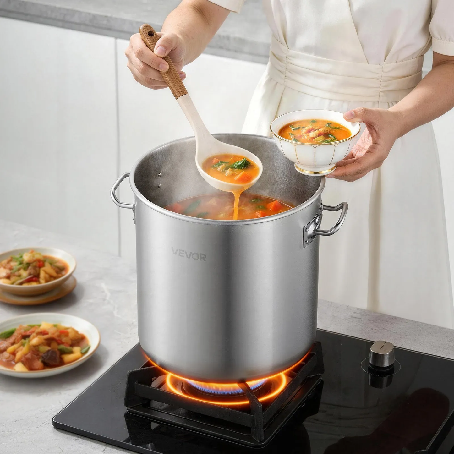 Open box, 90% new VEVOR Stainless Steel Stock Pot, 21-Quart Stainless Steel Stockpot w/Glass Lid,-$35