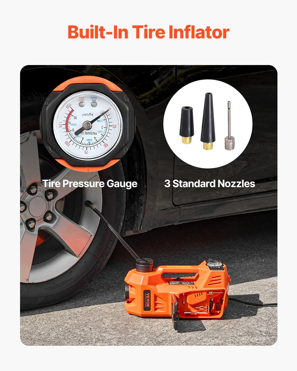 VEVOR Electric Car Jack, 5 Tons /11000 lbs, Electric Scissor Jack with Built-In Inflator,-$125