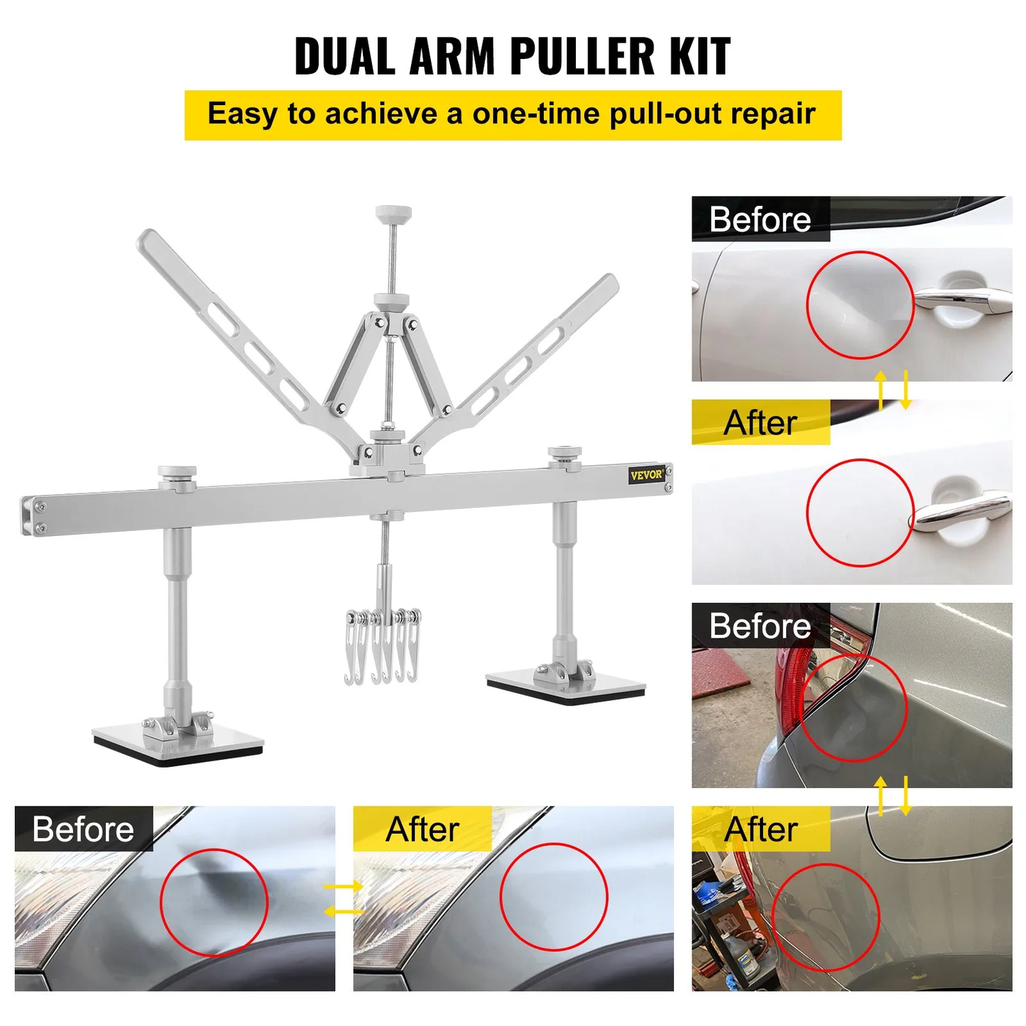 VEVOR Dent Pull Lever Bar Kit Fit for Aluminum and Steel Dent Pulling with 6 Claw Hook 75cm Dent Remover,-$85