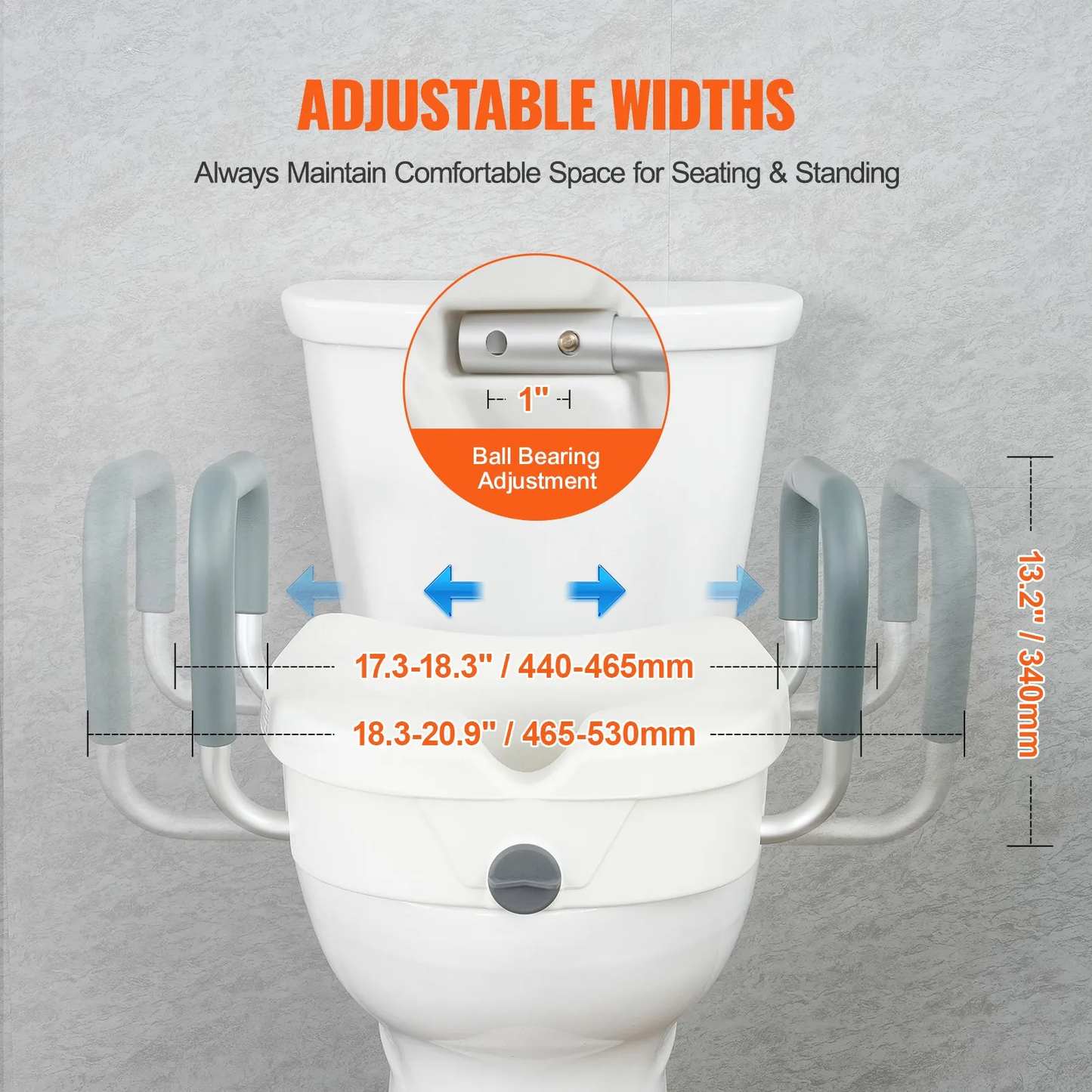 VEVOR Raised Toilet Seat, 5" Height Raised, 350 lbs Weight Capacity, for Round and Elongated Toilet,-$40
