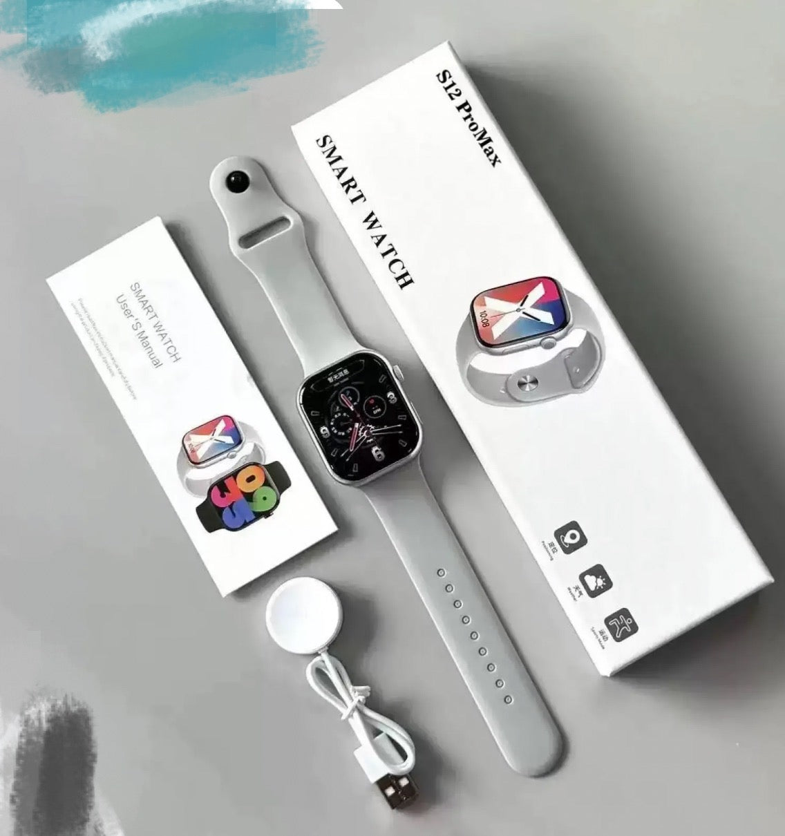 BNIB-PremiumAV S12 Max Smart Watch with 1.83 Inch HD Display,heart rate monitor, Sports Modes,silver,-$25