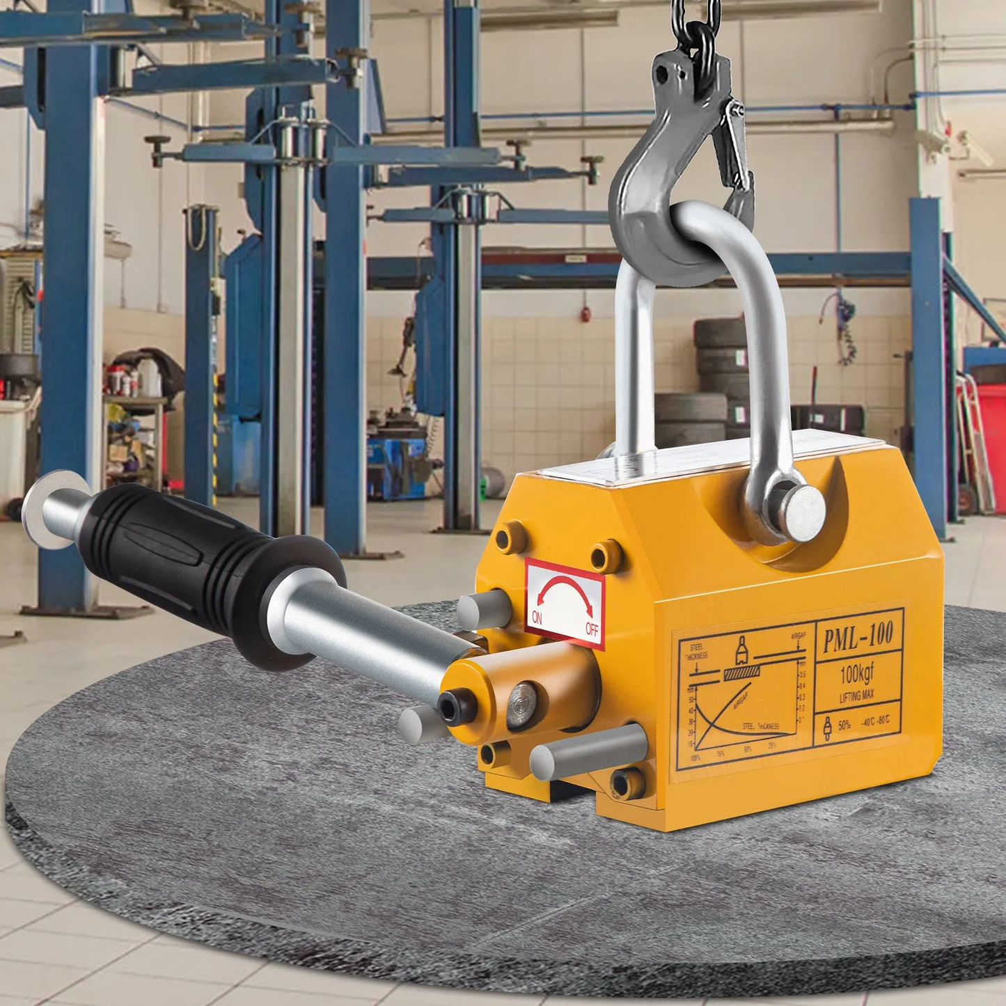 VEVOR Magnetic Lifter, 220lbs Pulling Capacity Steel Lifting Magnet, 100KG Permanent Lift Hoist Shop Crane