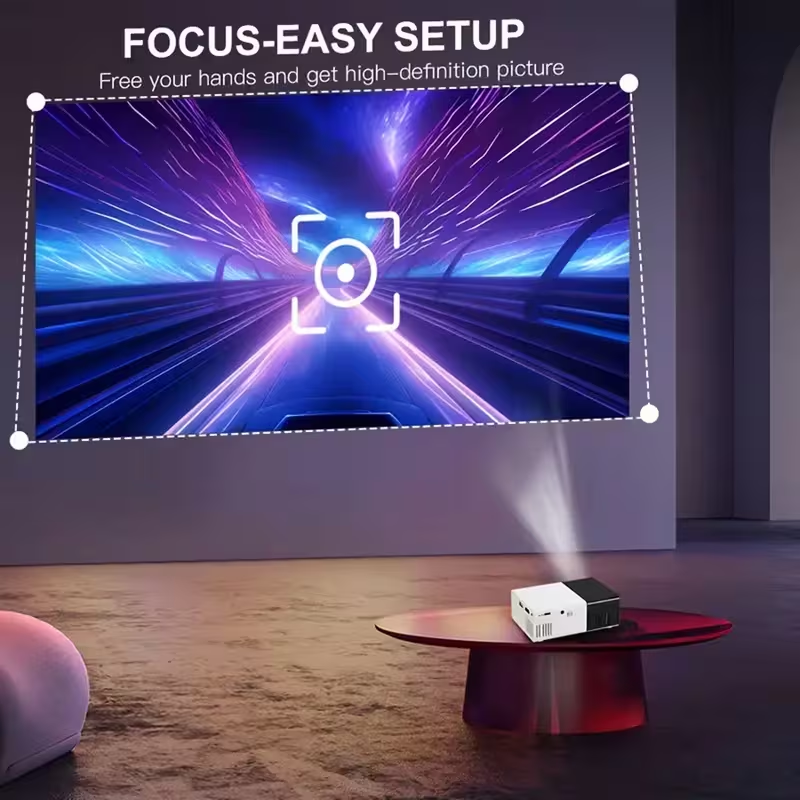 BNIB-Mini Portable LED Projector, 80" Large Screen Home Theater Projector with USB Phone Link,-$20