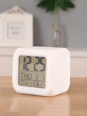 BNIB-‎vinmax Digital Alarm Thermometer Night Glowing Cube 7 Colors Clock LED Change LCD for Bedroom Child,-$8