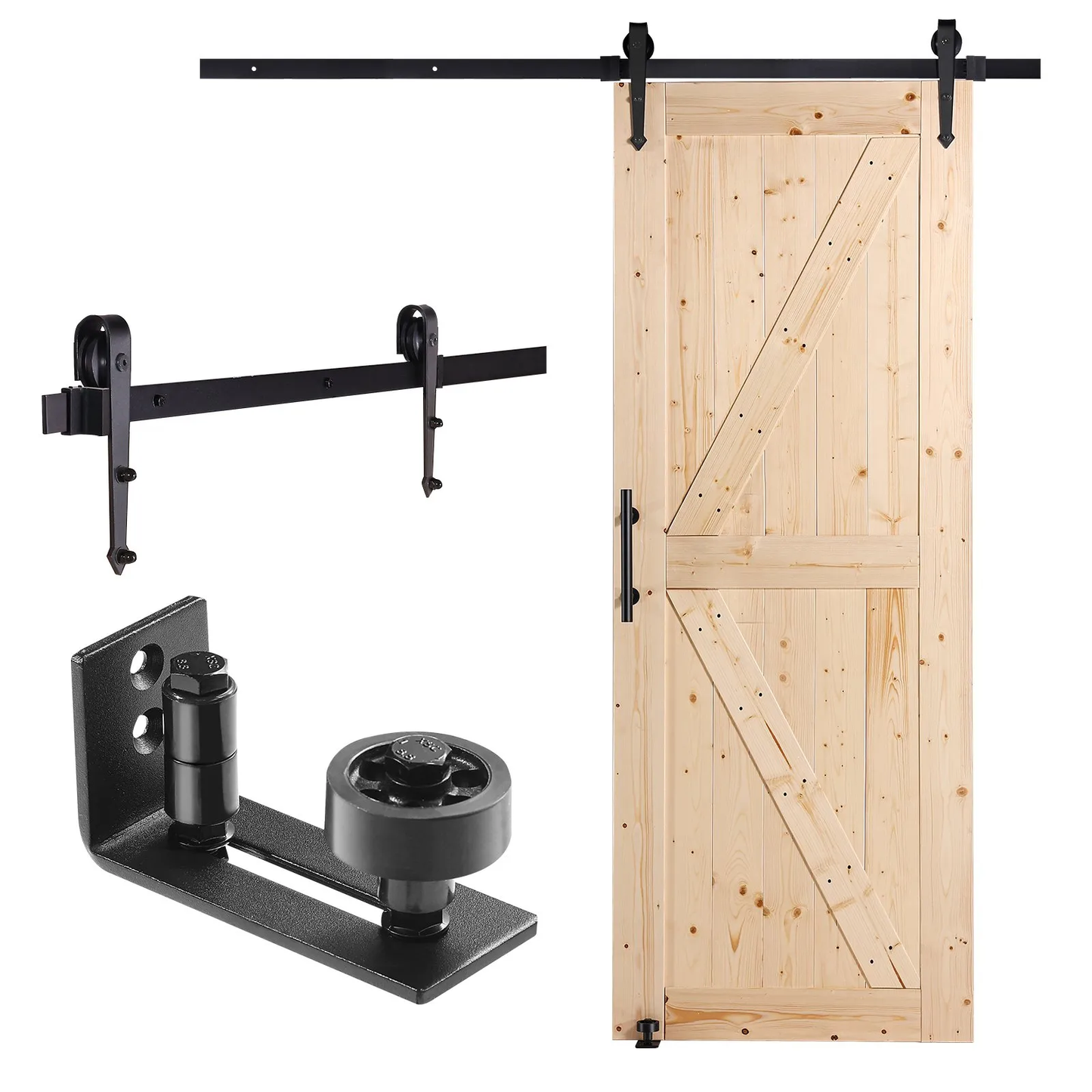VEVOR Barn Door and Hardware Kit, 30" x 84" Wood Sliding Barn Door, Smoothly and Quietly,