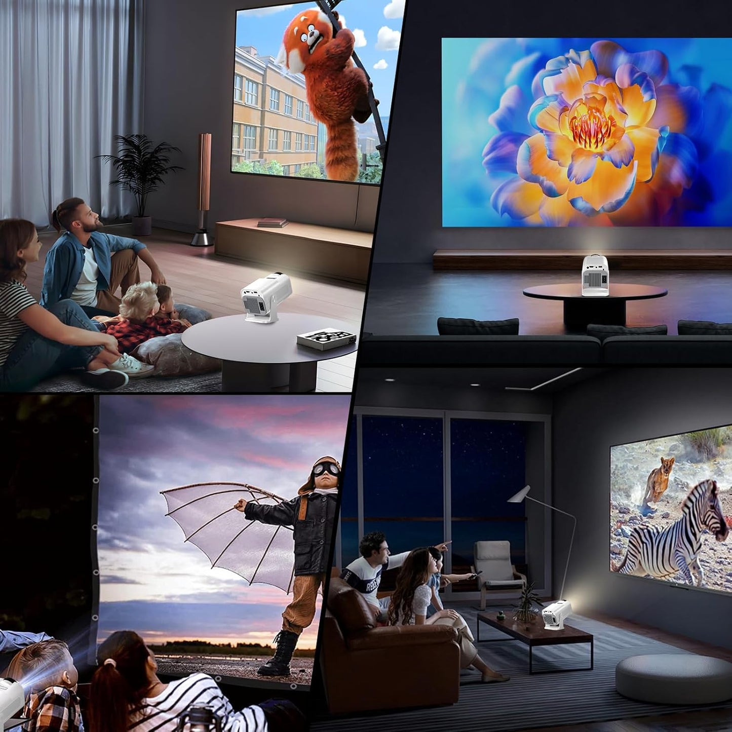 BNIB-[Built-in App] Mini Projector 1080P Full HD, 4K Projector with 180° Rotation, Portable Projector