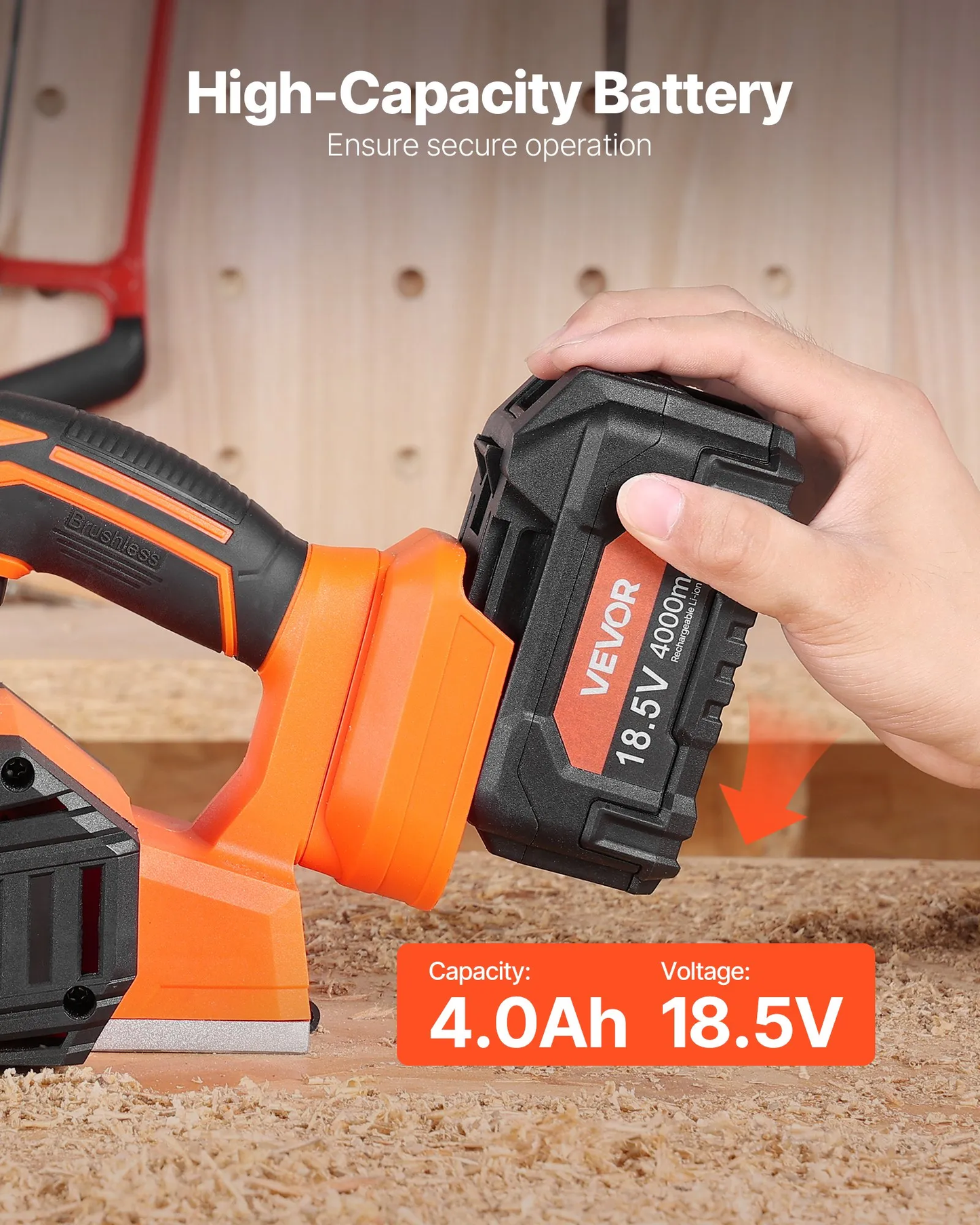 VEVOR Cordless Handheld Planer, 3-1/4-Inch Cut Width, 15000 RPM Electric Hand Wood Planer,-$80