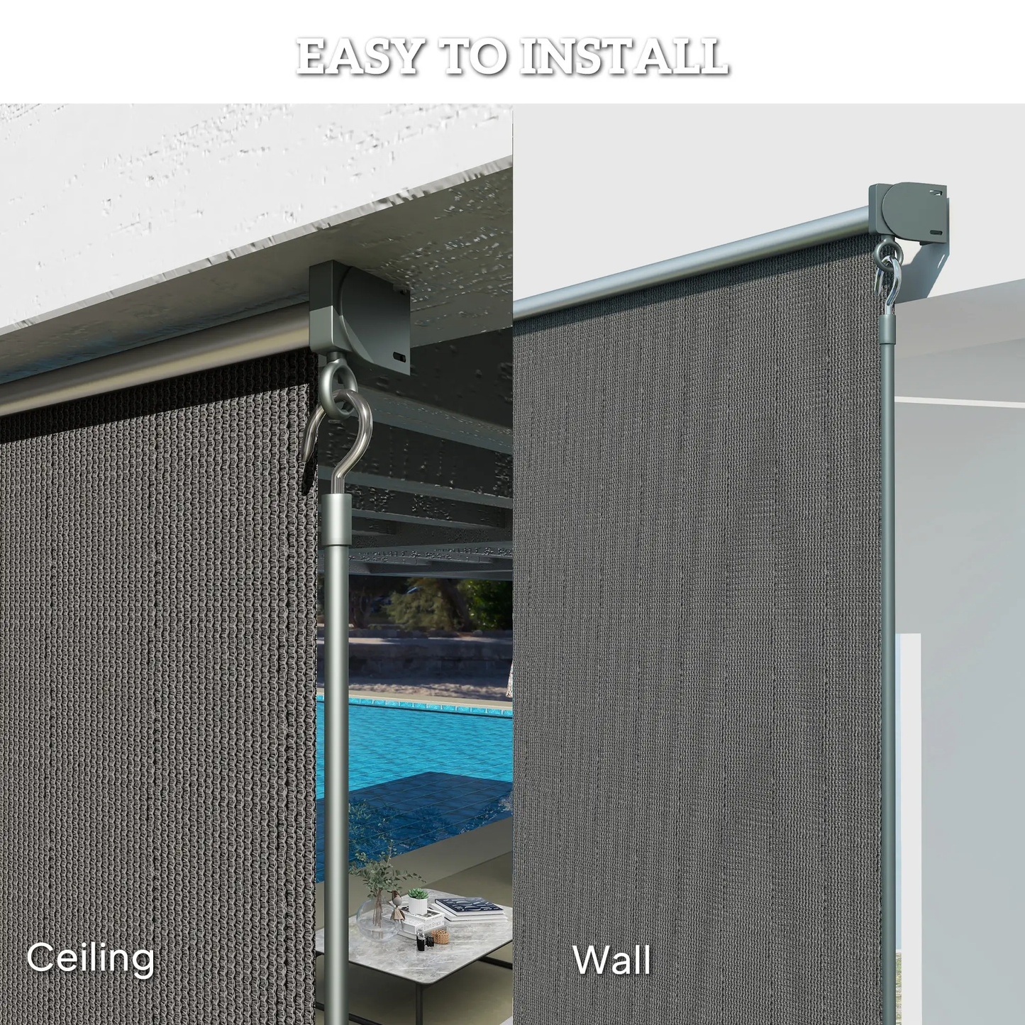 BNIB-Outsunny 8' x 6' Patio Door Blinds, Outdoor Roller Shades, Cordless Roll Up Shade for Porch Gazebo,-$100