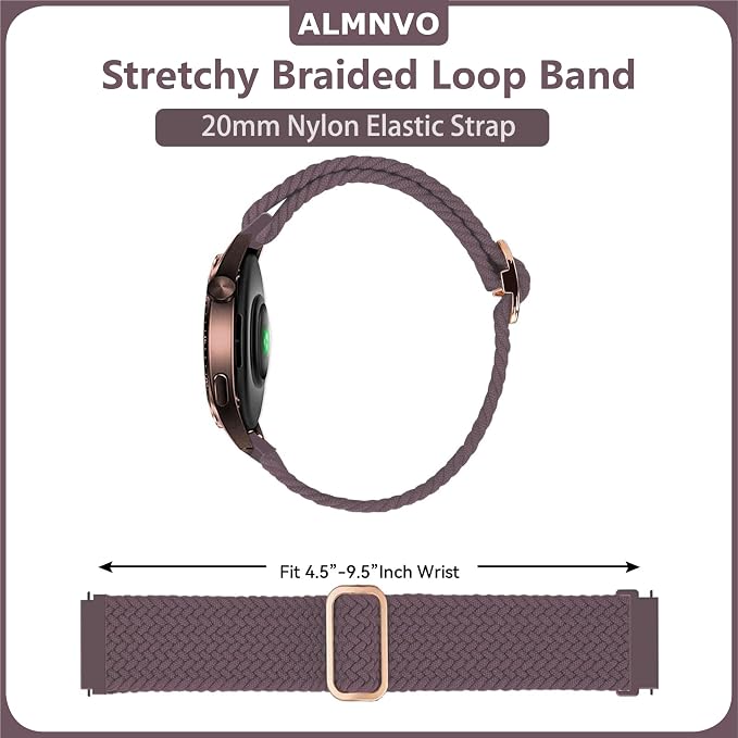 Brand New 6-Pack 20mm Elastic Fabric Braided Stretchy Sport Strap Wristband for Samsung Galaxy Watch 7/6/5/4/FE/Active 2/Classic/Pro