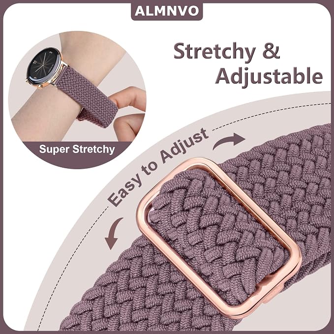 Brand New 6-Pack 20mm Elastic Fabric Braided Stretchy Sport Strap Wristband for Samsung Galaxy Watch 7/6/5/4/FE/Active 2/Classic/Pro