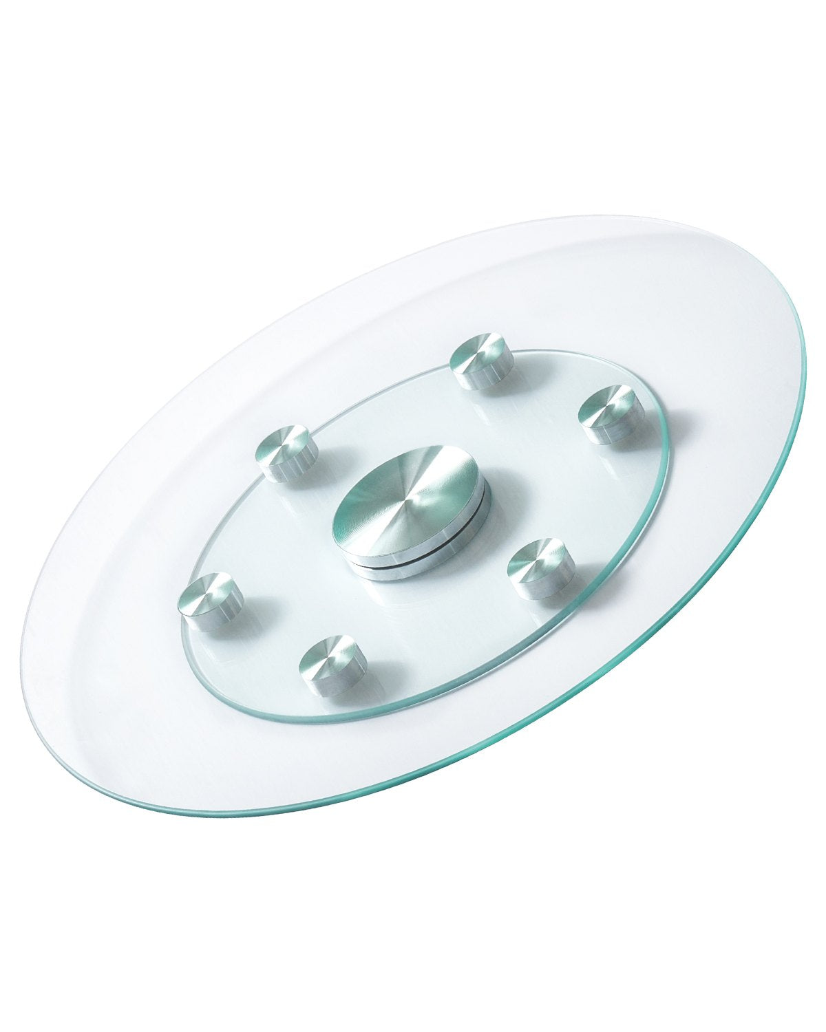 VEVOR 24 in Glass Lazy Susan Turntable, Tempered Glass Dining Table Centerpiece with 6 Rotating Wheels,-$45