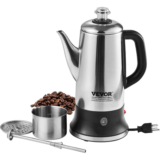 VEVOR 12-Cup Electric Percolator Coffee Pot, 304 Stainless Steel Coffee Percolator with Keep Warm,-$45