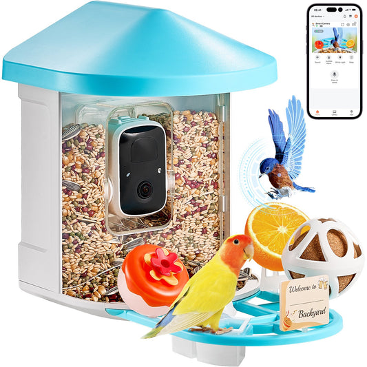 VEVOR Smart Bird Feeder with Camera, 2K HD AI Identify 10,000+ Bird Species, Solar-Powered,-$60