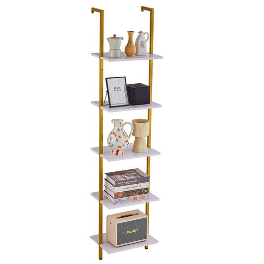 VEVOR Ladder Shelf, 5-Tier Bookshelf 15.6x11.8in, Open Wall-Mounted Ladder Shelf with Metal Frame,-$40