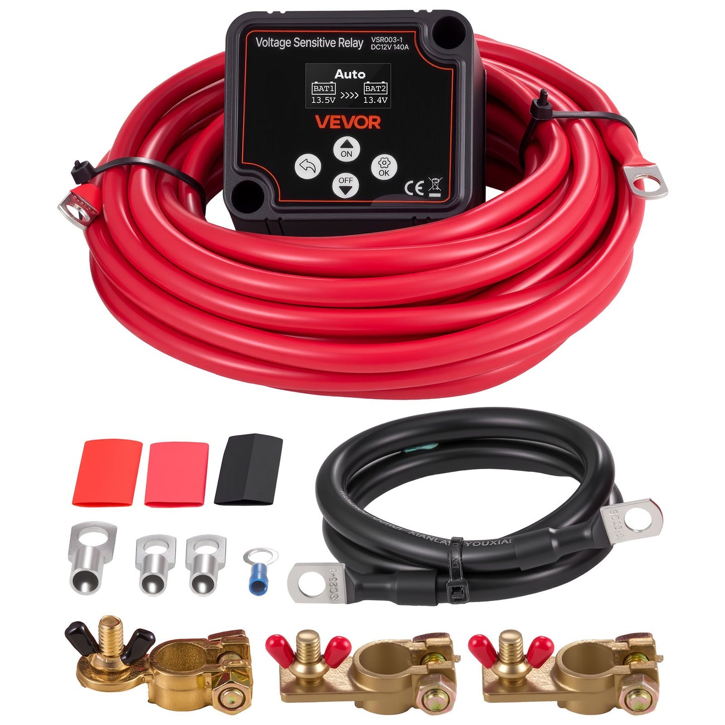 VEVOR Dual Battery Isolator Kit, 12V 140 Amp, Manual and Automatic VSR Voltage Sensitive Relay,-$55