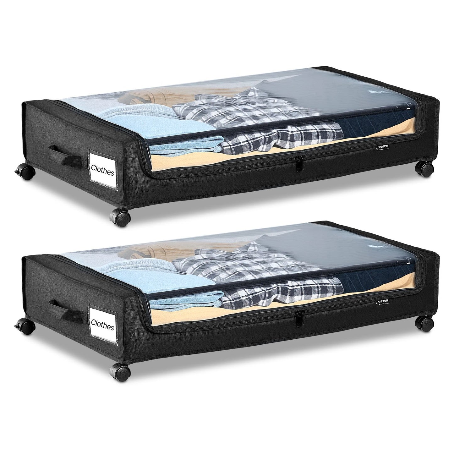 VEVOR Under Bed Storage with Wheels, 30.3 x 18.5 x 6.8 inch, Underbed Containers,-$30