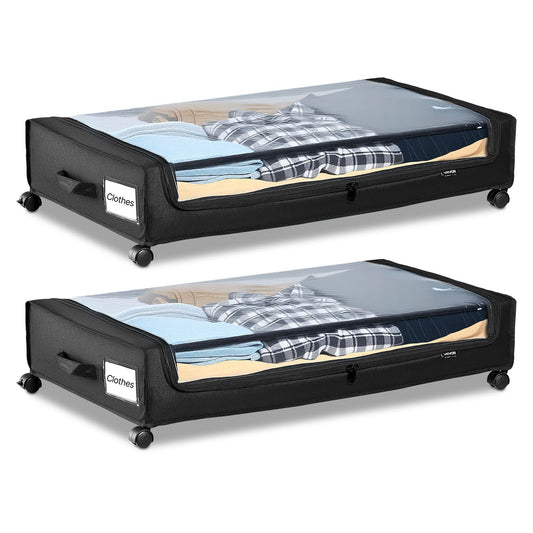 VEVOR Under Bed Storage with Wheels, 30.3 x 18.5 x 6.8 inch, Underbed Containers,-$30