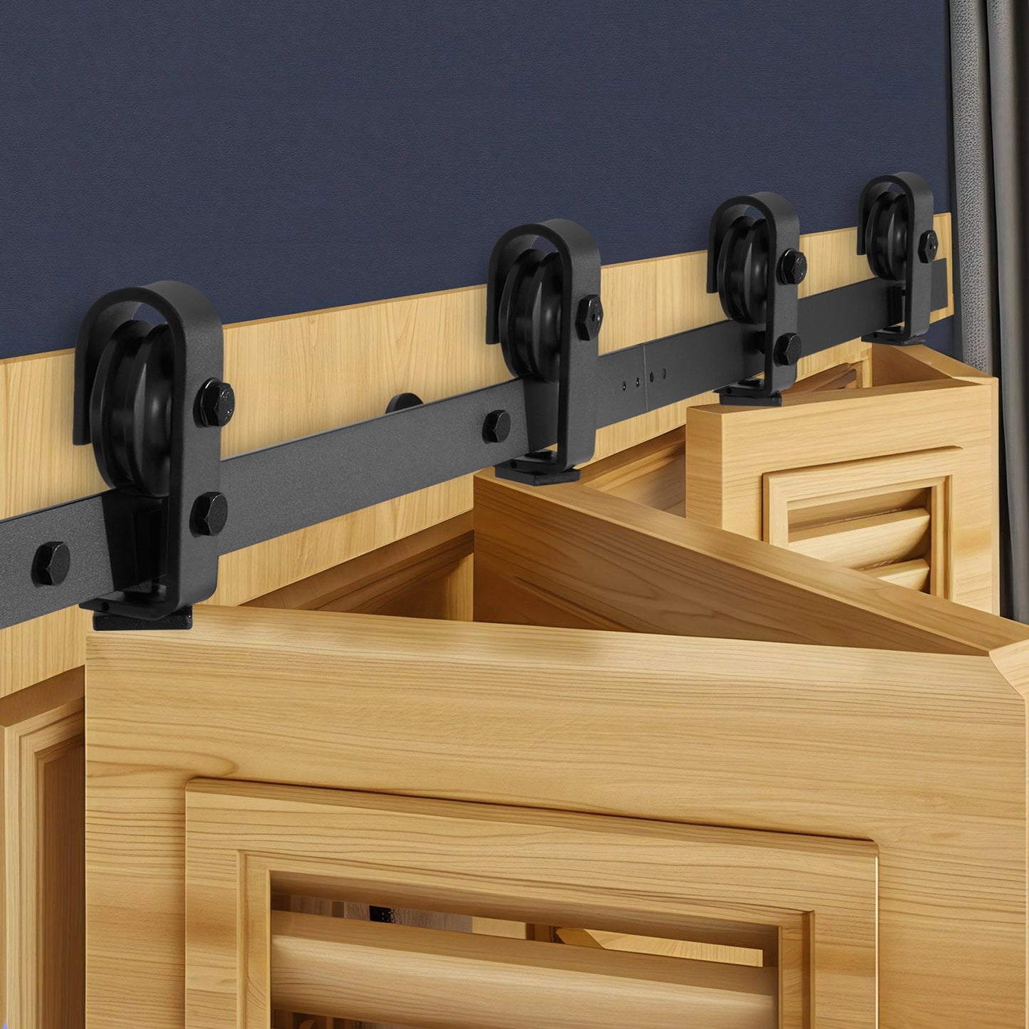 VEVOR Bi-Folding Sliding Barn Door Hardware Track Kit, 52" Top Mount Track Kit, Slide Smoothly,-$75