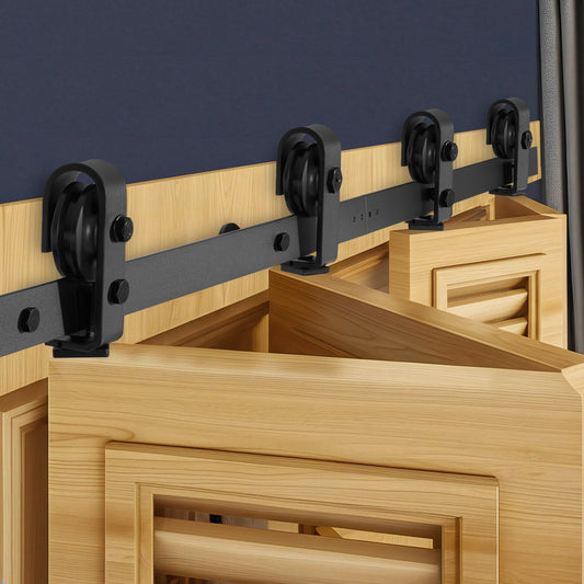 VEVOR Bi-Folding Sliding Barn Door Hardware Track Kit, 52" Top Mount Track Kit, Slide Smoothly,-$75