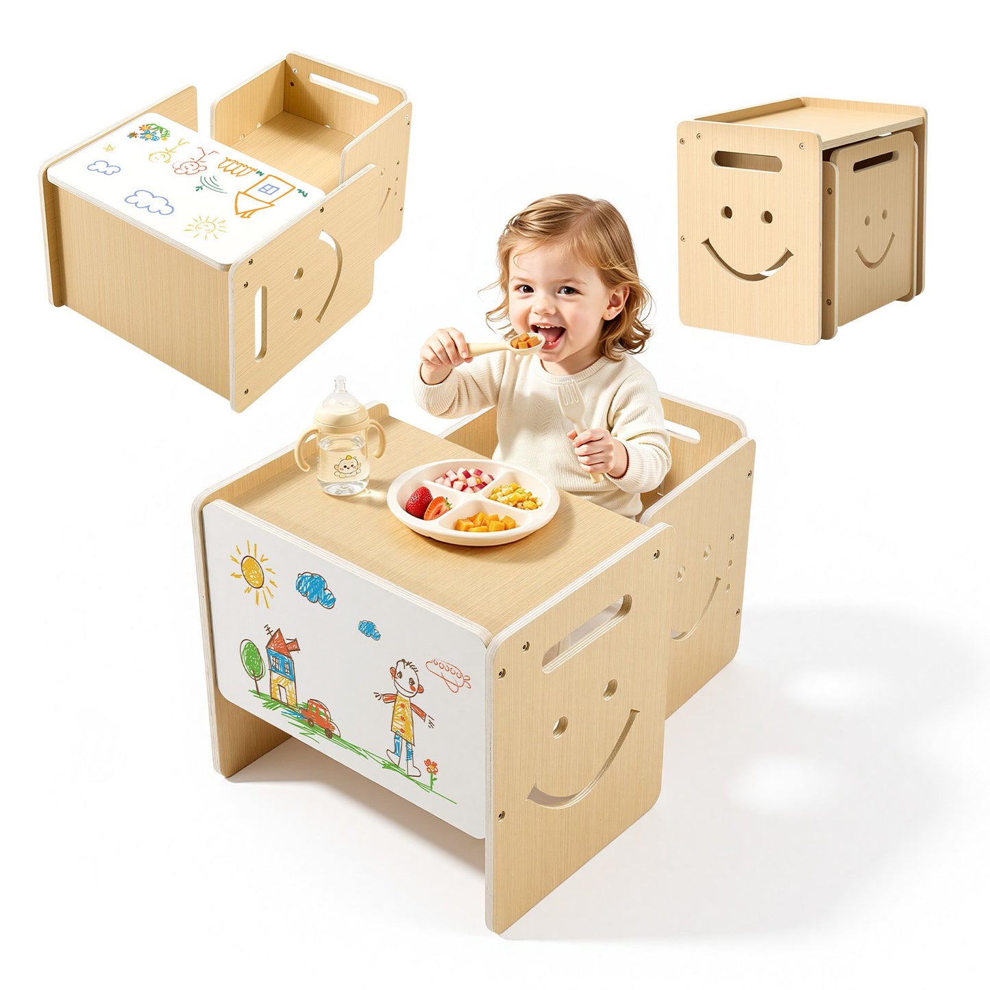 VEVOR Montessori Weaning Table and Chair Set, Wooden, Kids Table and Chair Set for Toddlers 1-5,-$35