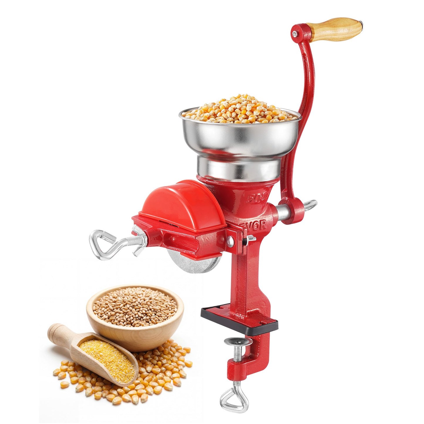 VEVOR Manual Grain Mill with Low Hopper, Hand-Crank Corn Grinder, Heavy Duty Cast Iron Wheat,-$30
