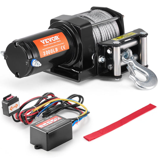 VEVOR Electric Winch, 3000 lb Line Pull Capacity, 12V DC ATV/UTV Winch with Φ3/16 in x 39 ft,-$75