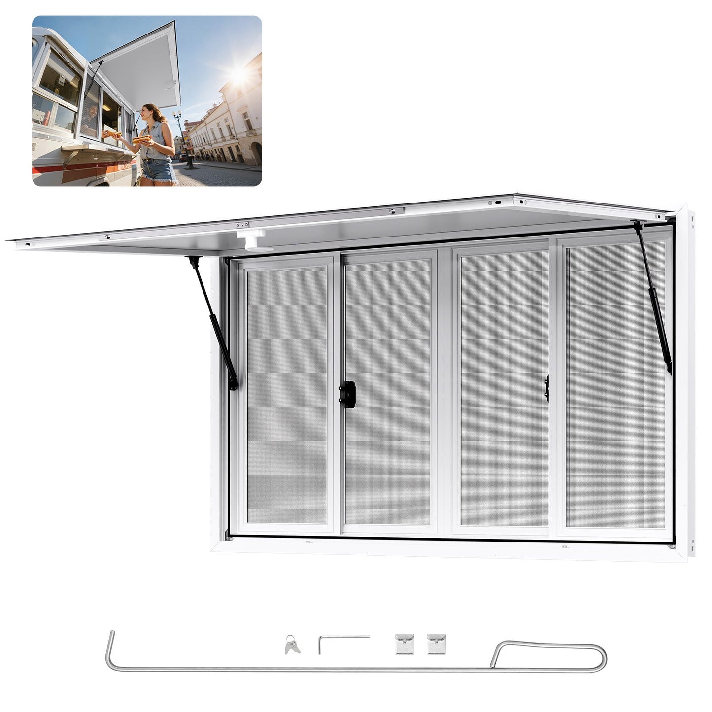VEVOR Concession Window 60x36 in, Aluminum Alloy Service Window for Food Truck, Up to 85 Degrees,-$300