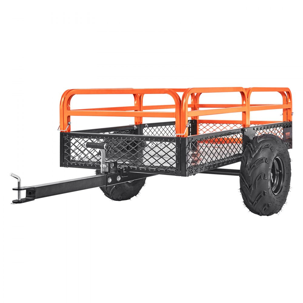 VEVOR Heavy Duty Steel ATV Dump Trailer, 1500-Pound Load Capacity 15 Cubic Feet, with Removable Sides and 2 Tires
