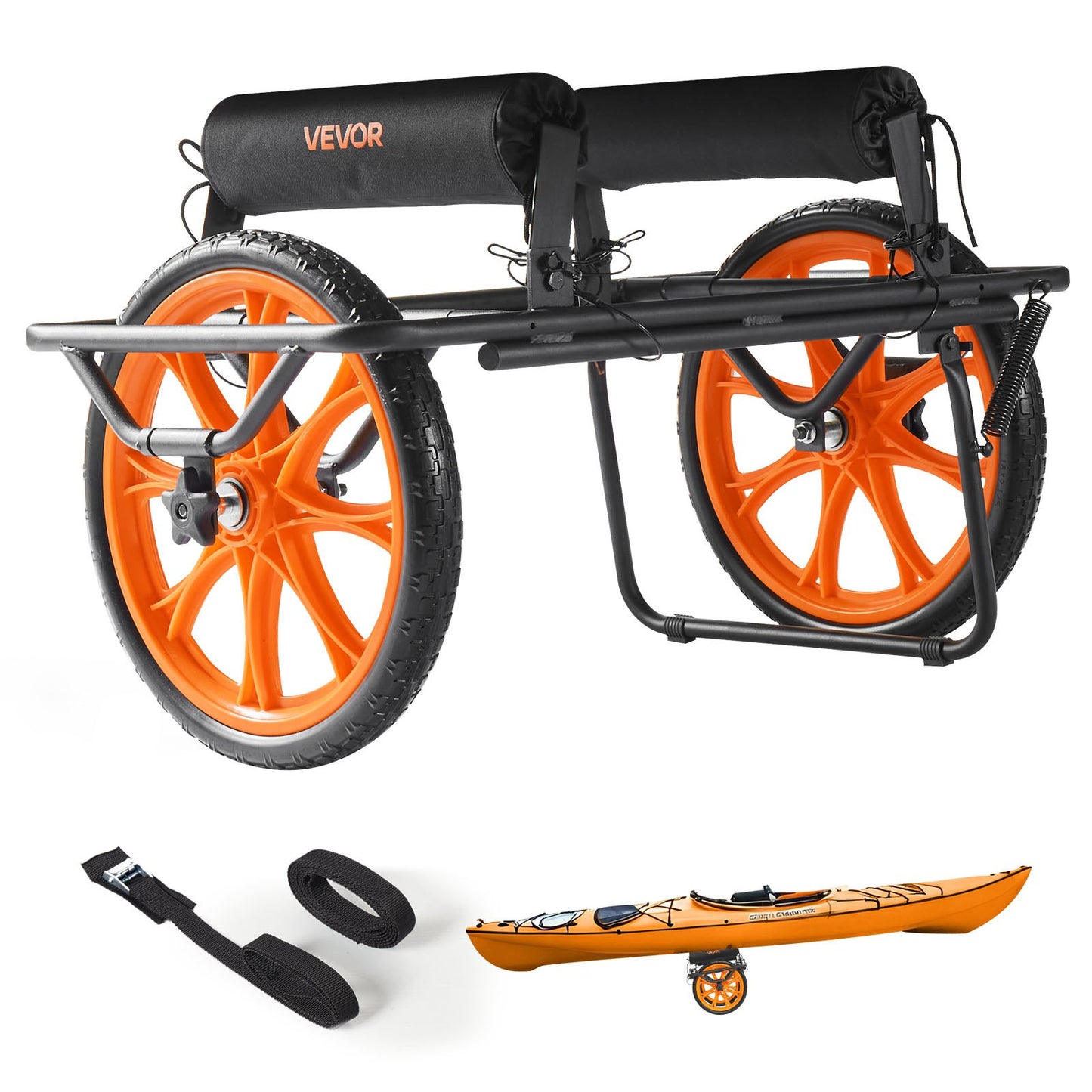 VEVOR Kayak Cart, 330 lbs Load Capacity, Canoe Cart Dolly with 15-inch Solid Rubber Tires,-$70