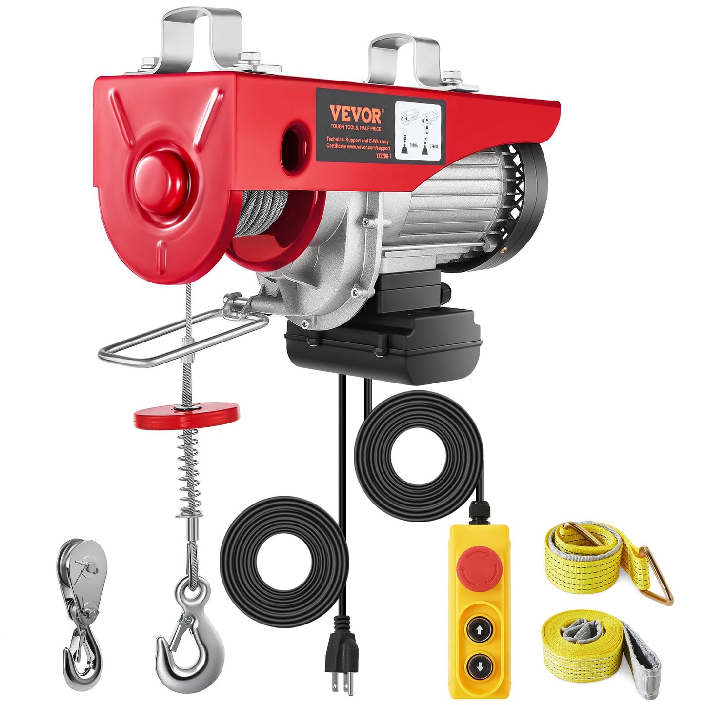 VEVOR Electric Hoist, 2200 lbs Lifting Capacity, 1600W 110V Electric Steel Wire Winch w/ 14ft Wired Remote,-$140