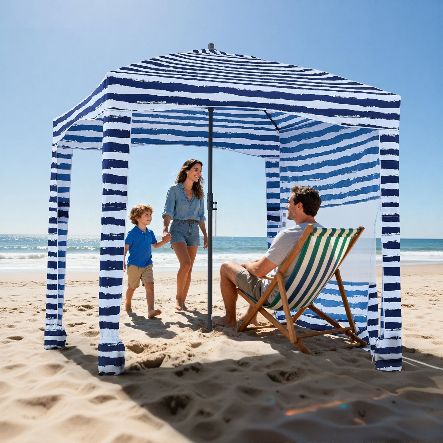 VEVOR Beach Cabana, 6 x 6 ft Beach Canopy with Side Wall, UPF 50+ Protection Easy Setup,-$55