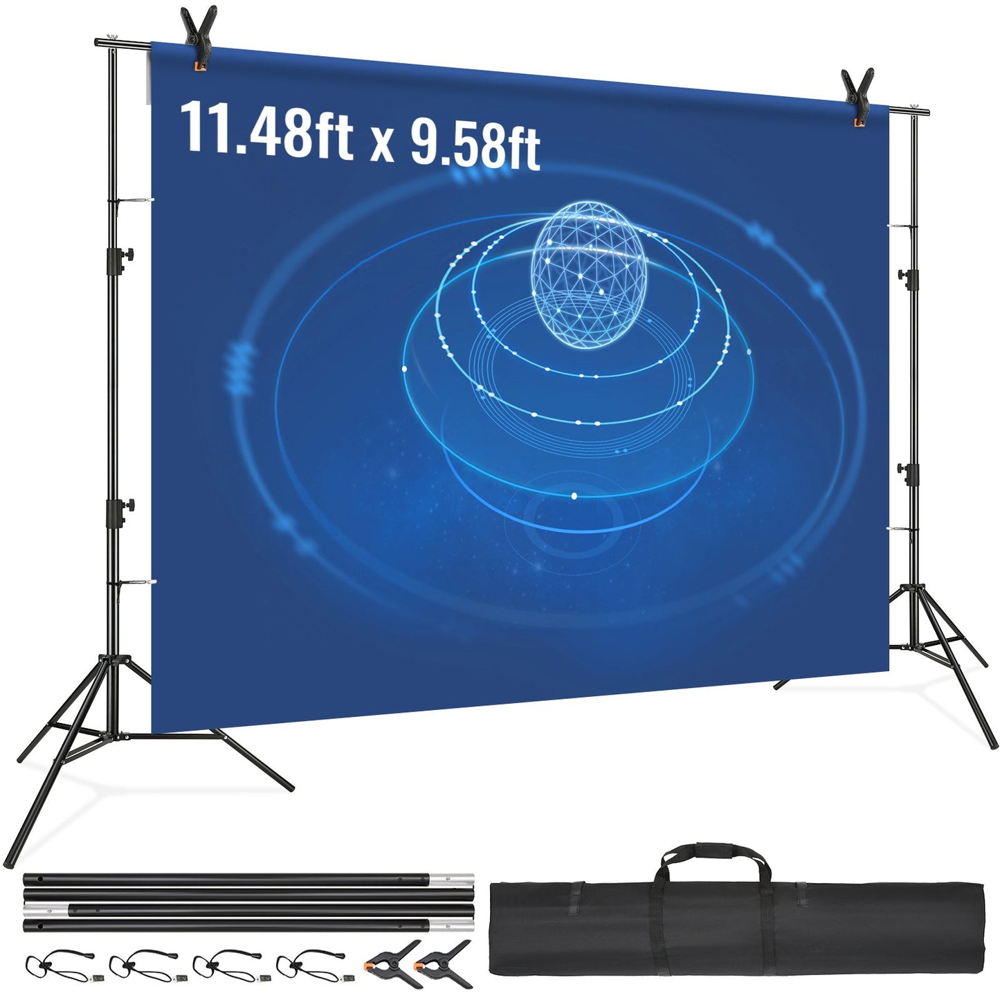 VEVOR 12 x 10 ft Heavy Duty Backdrop Stand, Height Adjustable Photography Backdrop Stand,-$65