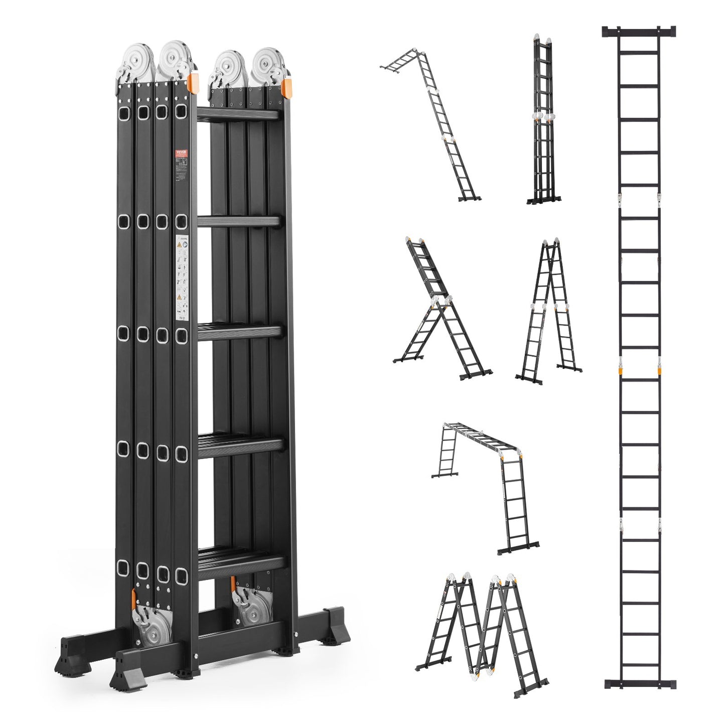 VEVOR Multi-Purpose Folding Ladder, 7-in-1 Tall Extension Step Ladder, A Frame 5 Step Telescoping,-$210